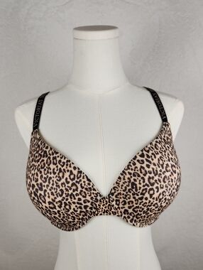 Victoria's Secret T-Shirt Bra Cotton Lined Demi Leopard Print Size 34DDD / 34F